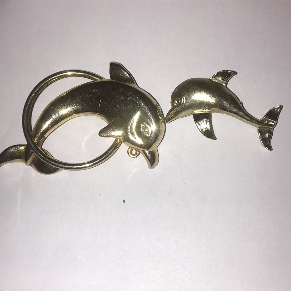 Two Gold Tone Dolphin Pins